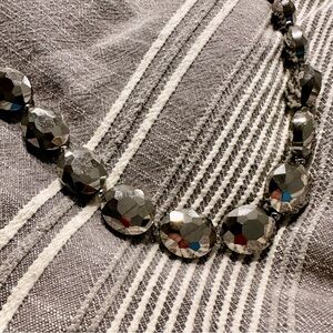 Extra Long Faux Stone Silver Necklace